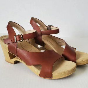Dansko Tasha Leather Wedge Heel Sandals  Size 41 US 10.5
